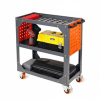 High Load Capacity 3-Tier Tool Cart Thickened Steel Plate 3 Tier Rolling Tool Cart Rugged & Long-Lasting Construction Heavy Duty Rolling Trolley Lockable Wheels for Technicians, Warehouse Workers, DIY Enthusiasts, Factory, Auto Repair Shop, Job Site