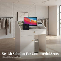 Space-Saving Shop Front Desk Versatile Modern Front Desk Sturdy Construction Modern Reception Table Easy Assembly for Shop Owners, Receptionists, Salon Employees, Boutique, Office, Lobby