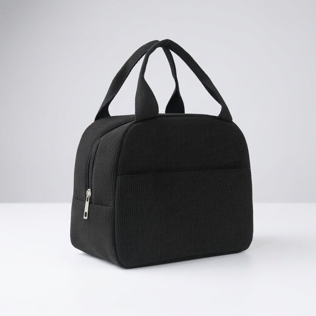 Lunch Box Tote Bag with Modern Minimalist Style, Corduroy Insulated Lunch Bags for Women, Open Top Bag, Reusable Packed Lunch Box Bag 1pk