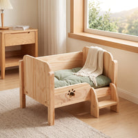 Pet Bed with Step Stable Wooden Pet Bed Indoor Elevated Cat Couch for Living Room, Bedroom