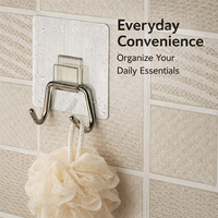 Waterproof Stainless Steel Hook Rack for Kitchen and Bathroom, Wall Mounted No Drill for Students