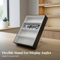 Handmade 4-Slot Glasses Display Tray Portable Design Eyeglass Display Stand Protects from Dust and Scratches for Shop Window, Dresser