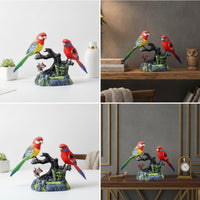 Detailed Parrot Figurine Tropical Parrot Statue Realistic Figurine with Branch Base Lifelike for Collectors