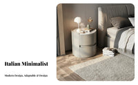 Minimalist Design Bedside Storage Cabinet Sintered Stsingle Top Cylindrical Two-Drawer Nightstand Round Shape Night Table Modern visual appeal for Interior Designers, homeowners, Apartment Dwellers, Living Room, Hallway