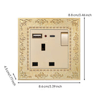 Vintage Wall Socket with USB Antique Finish Wall Outlet with USB Ports Decorative Decorator Receptacle Embossed for Bedroom, Hotel, Study