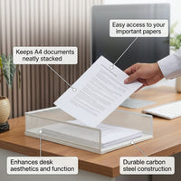 letter-size Desk Storage Organizer, Stackable Metal Document Tray for Home Office Accessories, Desktop Organiser for Professionals, File Holder