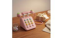 Wooden Toy Telephone Cute Children's Rotary Phone Toy Role-Playing Pretend Play Telephone for Kids