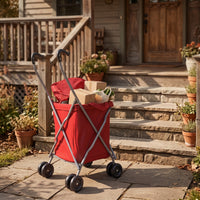 Portable Foldable Shopping Cart Washable Shopping Cart with Wheels Long-Lasting Folding Trolley Sturdy for Apartment Living, Camping
