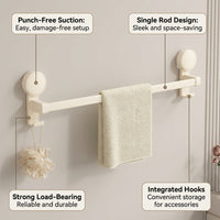 Towel Bar Wall Mount Rack, Double Bar Iron Organizer for Bathroom & Kitchen, No Drill Suction for Rental Property, for Homeowners