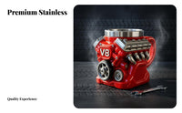 V8 Engine Mug Unique Gift V8 Powerplant Coffee Mug Stainless Steel Liner 3D Mechanical Coffee Cup for Mechanics, Fathers, Garage, Desk Decoration