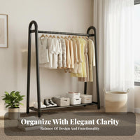 Multi-Functional unrestrictedstanding Coat Hanger with footwear storage shelf Space-Saving Clothing Rack Multifunctional Garment Stand Minimalist Design for Apartment Dwellers, Homeowners, Students, Bedroom, Small Spaces, Entryway, Dressing Area