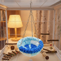 Soft Bird Bed Parrot Nest with Hanging Chains, Round Polyester Hammock for Birds and Swing for Parrots, Winter Parrot Cage Accessories Shelter