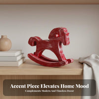 Wooden Rocking Horse Ornament Nordic Aesthetic Wooden Rocking Horse Cute Design House Decoration for Home Stylists, Parents, Bookshelf, Nursery