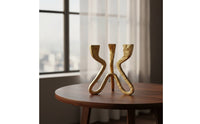 Three-Prong Candle Holder Nordic-Style Geometric Candle Holder Metal-Look Sculpture for Entryway Console