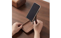 Phone Stand with Wood Base Stable Wooden Phone Stand Portable Holder with Tray for Office