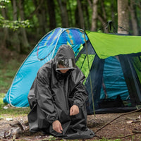 Tear-Resistant Material Hooded Rain Poncho Lightweight Waterproof Rain Poncho Backpack Cover Hooded Raincoat Adjustable Hood