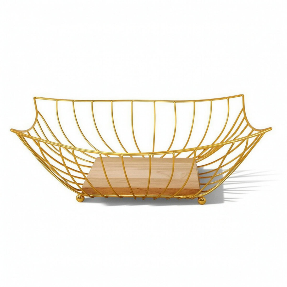 Modern Square Fruit Basket Decorative Fruit Basket with Wooden Base Elegant Versatile for Coffee Table