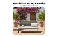 4 Pieces Rattanand aesthetic Weave 4-Piece Woven Sofa and Chair Set Nordic Design Loveseat, Armchairs and Table Set Weather-Resistant Outdoor Furniture luxuriously soft pads for Apartment Dwellers, hosts, Balcony, Terrace, Patio, Courtyard