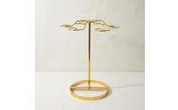 Elegant Gold Finish Golden Deer Wine Glass Rack Space Saving Rotating Wine Glass Holder Stable Base 6-Hook Stemware Stand Easy Assembly for Living Room, Dining Table