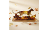 Leaping Cat Ornament Honey-Hued Animal Statue Modern Decor for Office