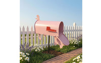 Whimsical Pig Mailbox Outdoor Mailbox with Stake Decorative Metal Yard Art Charming for Gardeners