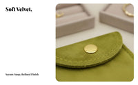 Snap Button Jewelry Pouch Compact Size Velvet Fastener Pouch Portable Small Jewelry Envelope Bag for Journeyers, Gift Presenters, In a Purse, Gifting