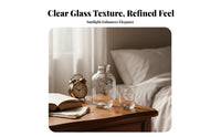 2 Pieces Cup as Lid Design Glass Bedside Water Carafe Set Easy to Clean Nightstand Water Carafe Glass Set Dishwasher Safe for Bathroom, Home