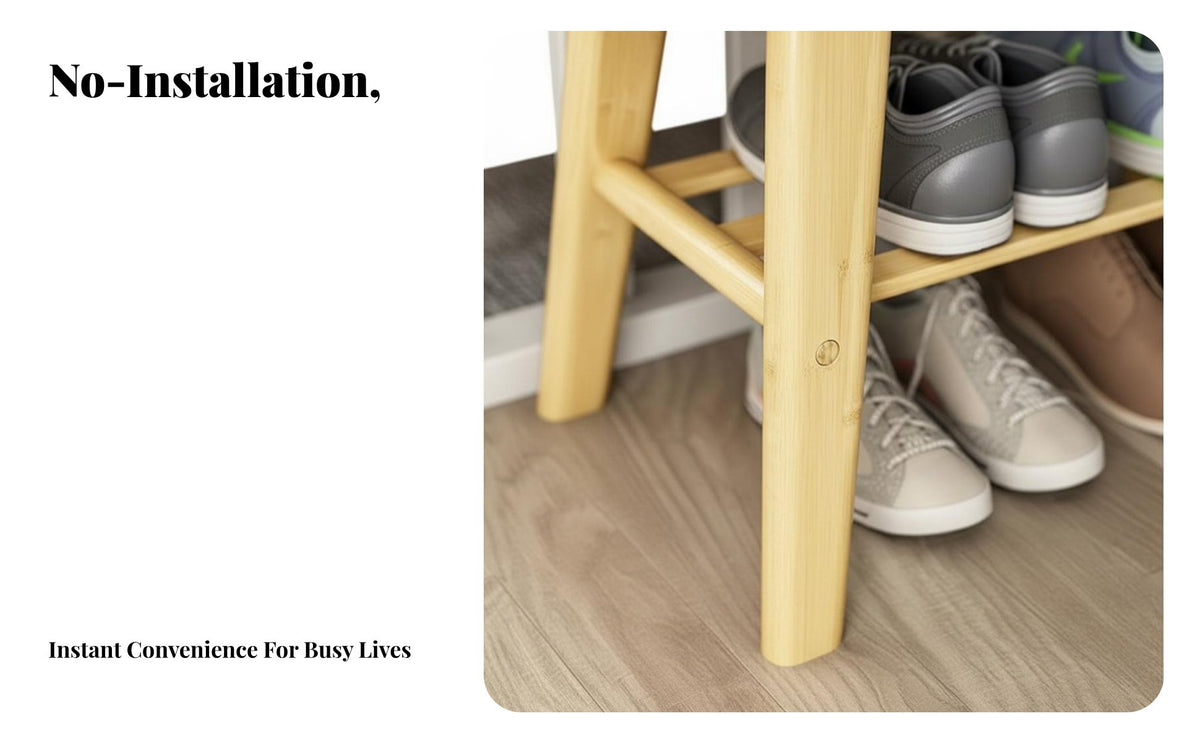 InstallationEasy-to-Assemble Shoe Rack with Seat Easy Assembly Multi-Tier Shoe Rack Bench Minimalist Design Footwear Organizer Large Capacity Storage for Families, Homeowners, Seniors, Entryway, Hallway, Mudroom, Bedroom