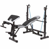 Heavy-Duty Steel Frame Weight Bench with Squat Rack Non-Slip Feet Bench Press and Squat Rack Combo Padded Cushion Multi-Functional Workout Station Detachable Design for Fitness Enthusiasts, Bodybuilders, Beginners