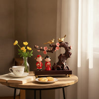 Wedding Ornament with Birds Traditional Couple Figurine with Base Romantic Lovebird Statue for Engagement