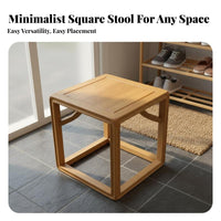 Rectangular Frame Stool Traditional Chinese and Design Low Bench Full Wood Construction Household Furniture for Homeowners, Families, Hallway, Balcony