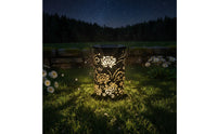 Waterproof Solar Powered Projection Lantern Automatic On/deactivated Decorative Floral Shadow Lantern Hollow-out Pattern Lamp for Patio, Yard, Pathway, Balcony