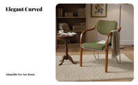 French Retro Design Upholstered Armchair with Wooden Arms Soft Upholstery Upholstered Armchair Ergonomic Backrest Living Room Seating Thickly paddinged for Homeowners, Interior Designers, Readers, Bedroom, Reception Area, perusing corner, Home Office