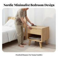 Modern Design 2-Drawer Nightstand Nordic Design Two-Drawer End Table Space Saving Household Furniture Multi-Purpose for Apartment Dwellers, Homeowners, Students, Bedroom, Small Areas, Dorm Room, Entryway