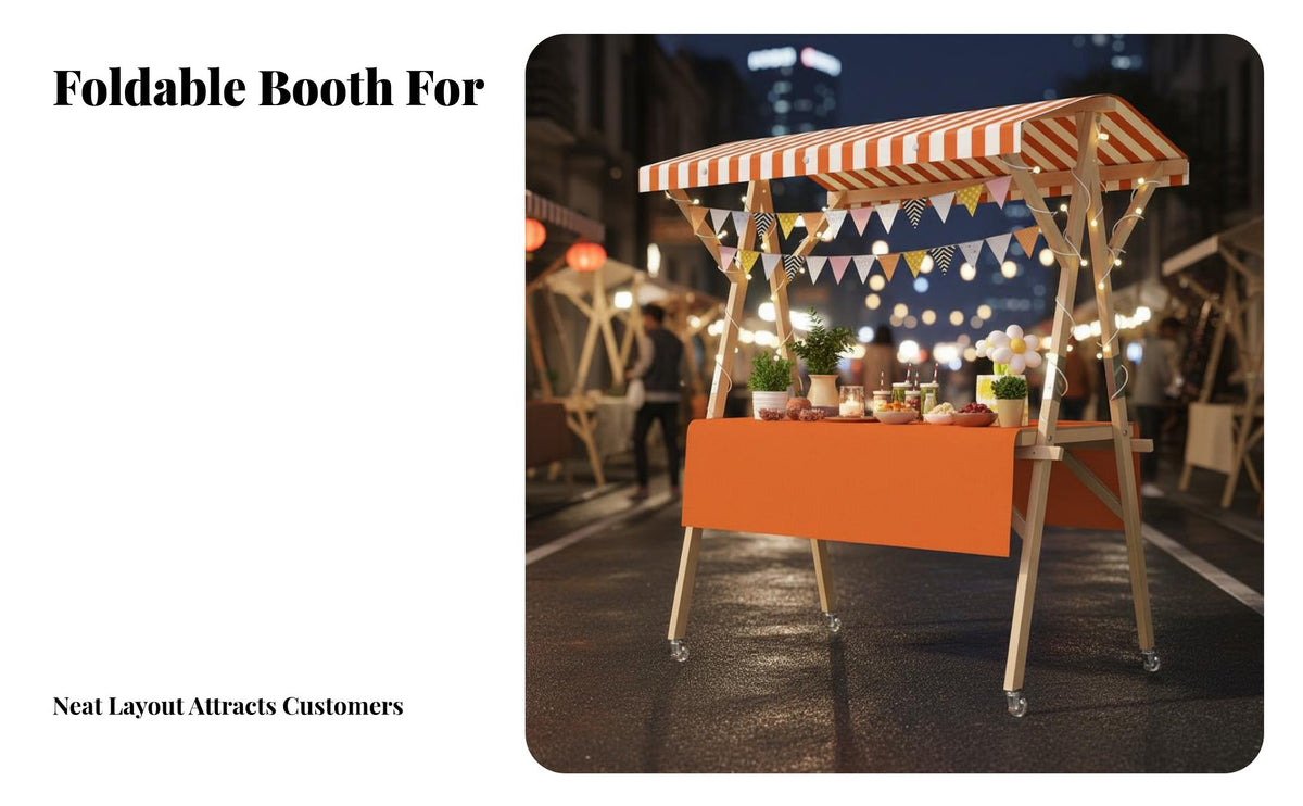 Easy Installation Foldable Market Stand Multi-Purpose Foldable Vendor Cart Long-Lasting Farmers Market Display Stand Strong Load-Bearing for Artisans, Small Business Owners, Caterers, Night Markets, Outdoor Events, Temporary Shops, Shopping Malls