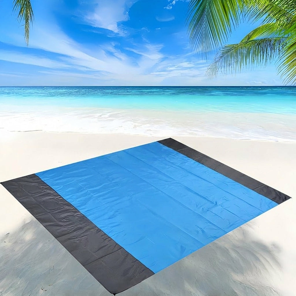 Picnic Blanket and Waterproof Mat for Family Picnic, 210T Tear-Resistant Polyester Camping Mat, Beach Blanket with Stakes