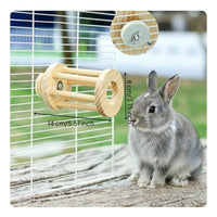 Rotatable Design Rotating Hay Dispenser Solid Wood Material Enclosure Accessory Chew-Resistant Small Pet Supply Effortless 360° Rotation for Chinchillas, Playpen