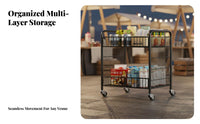 With Wheels Mobile Vending Trolley Easy Storage Foldable Market Cart Large Capacity Collapsible Display Rack Heavy Duty for Street Vendors, Small Business Owners, Homeowners, Outdoor Markets, Temporary Shops, Kitchen, Pantry