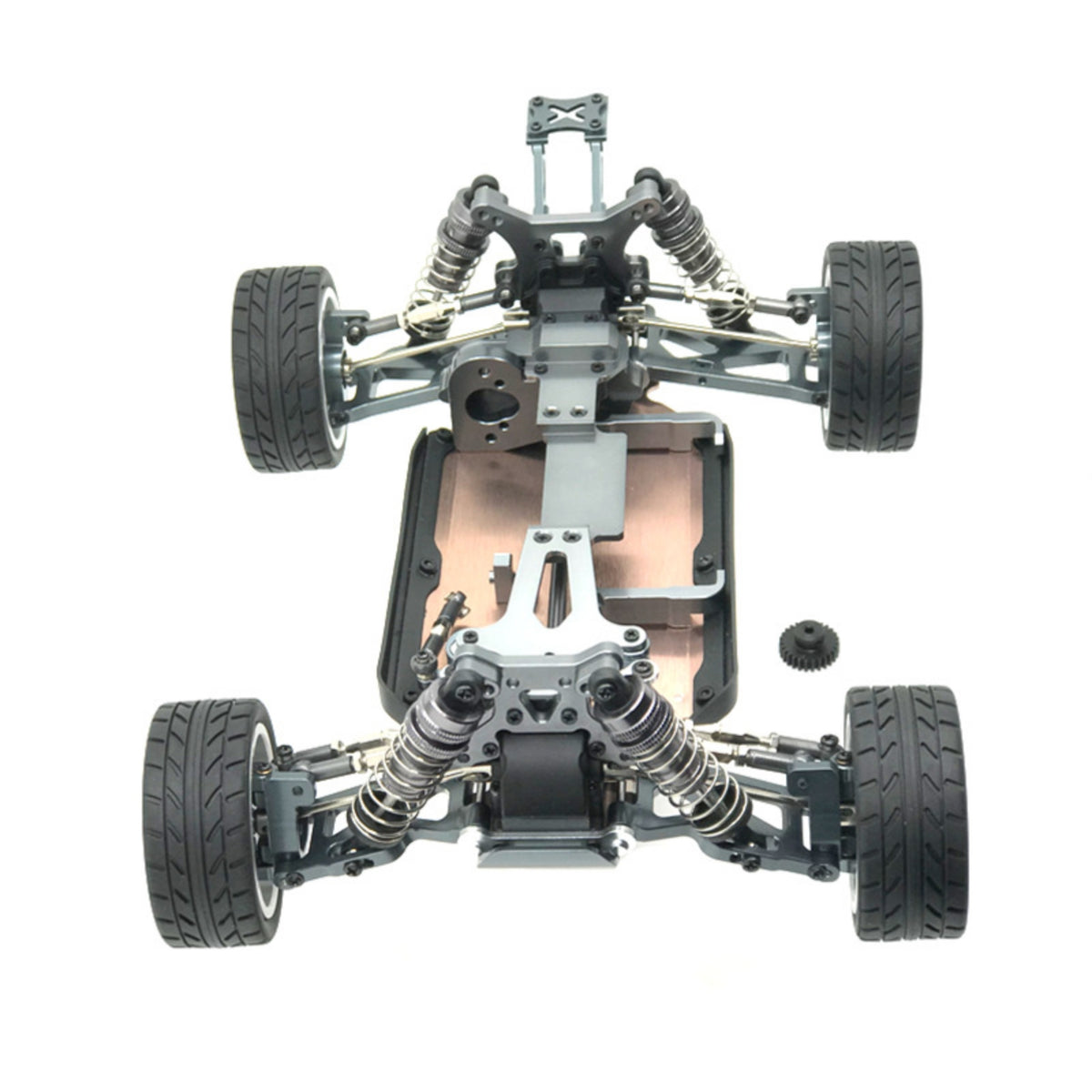 RC Car Chassis Kit Metal RC Car Frame with Shock Absorbers 1:14 Scale