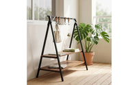 Foldable Rack with Hooks Triangular Outdoor Storage Rack with Shelves Lightweight Furniture for Campers, Backpackers, Patio