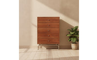 Storage Cabinet with Five Drawers Wood-Grain 5-Drawer Chest of Drawers Tall 5-Drawer Dresser for Bedroom, Living Room, Hallway