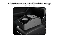 Leather Texture Car Armrest Tissue Box Easy Installation Car Console Organizer with Tissue Box Stable and Secure for Ride-Share Drivers