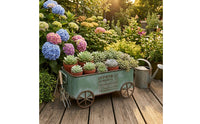 Rectangular Vintage Planter Cart Rounded Corners Distressed Planter Cart Indoor Outdoor Use