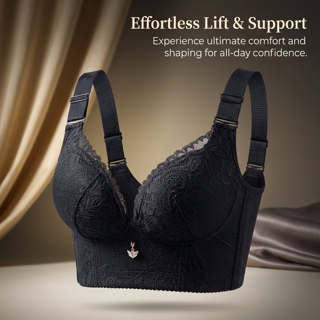 Push Up Bra with Removable Straps and Five Row Back Closure, Full Coverage Supportive Design for Daily Wear, Comfortable No Underwire