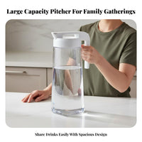 Water Jug with Lid Heat Resistant Hot and Cold Water Carafe Leak-Spill-Resistant Large Capacity Beverage Pitcher for Office, Parties, Picnics