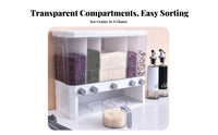 Large Capacity Press-to-Dispense Rice Container Push Button Dispensing Multi-Compartment Grain Dispenser Transparent Design for Pantry