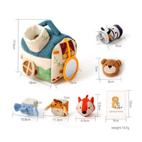 Compact Soft Toy House with Stuffed Animals Tactile Baby Shape Sorter House Sensory Textile Playhouse with Stuffed Animals Travel-Ready for Playroom