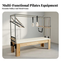 5 Pieces Pilates 5 Piece Equipment Set Adjustable Resistance Pilates Reformer Machine Dense Foam for Fitness Enthusiasts, Beginners
