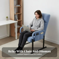 Adjustable Backrest High-Back Reclining Armchair Ergonomic Support Multi-Position Armchair Wide Seat Recliner Solid Frame Construction for Students, Office Workers, Readers, Bedroom, Small Areas, Leisure Time, Reading Nook