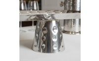 Stainless Steel Pedestal Tray Multifunction Pedestal Serving Platter Decorative Hammered Tray for Sweet Display
